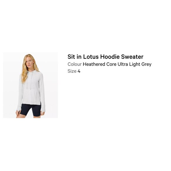 lululemon Light Grey Sit In Lotus Hoodie Sweater size 4 - Picture 12 of 13